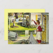 レトロ ブロックパーティー ご近所会 招待状 (正面/裏面)