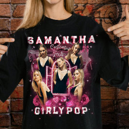 レトロ・ブートレグ・ラップTシャツ ピンク ガーリー 写真追加 トレンディー Tシャツ