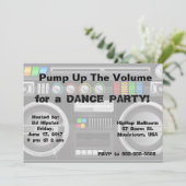 レトロ ブームボックス ダンスパーティー カスタマイズ 招待状 (スタンド正面)