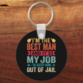 レトロ ベストマン ウェディング グルームズメン 面白い ブライダル バッチ キーホルダー (正面)