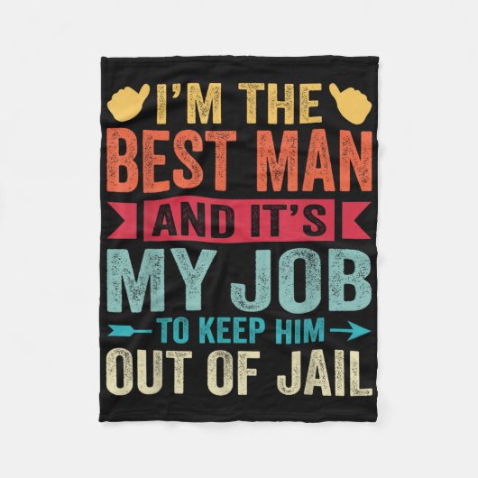 レトロ ベストマン ウェディング グルームズメン 面白い ブライダル バッチ フリースブランケット (正面)