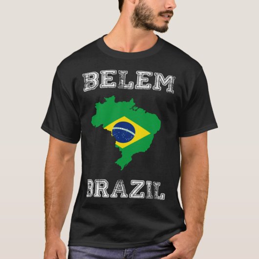 レトロ ベレン ブラジル ぼろぼろのブラジル国旗 Tシャツ (正面)
