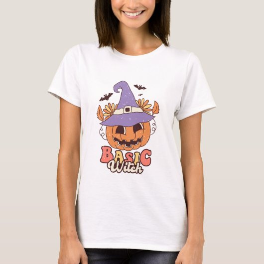 レトロ ベーシック ウィッチ - ハロウィン Tシャツ (正面)