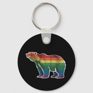 レトロ ホッキョクグマ レインボー レズビアン LGBT ゲイ プライド キーホルダー