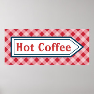 レトロ ホットコーヒー ダイナー キッチン サイン ポスター アート