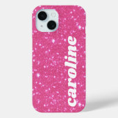 レトロ ホットピンク グリッター スパークル オーダーメイド ネーム Case-Mate iPhoneケース (裏面)
