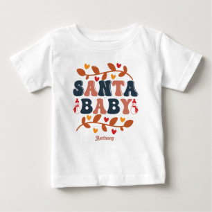 レトロ ホリデー サンタベイビー オーダーメイド ベビーTシャツ