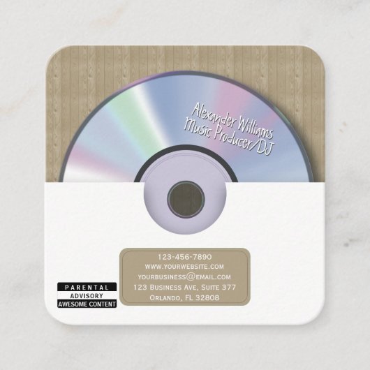 レトロ ホワイト ミュージック プロデューサー CD DJ スクエア名刺 (正面)