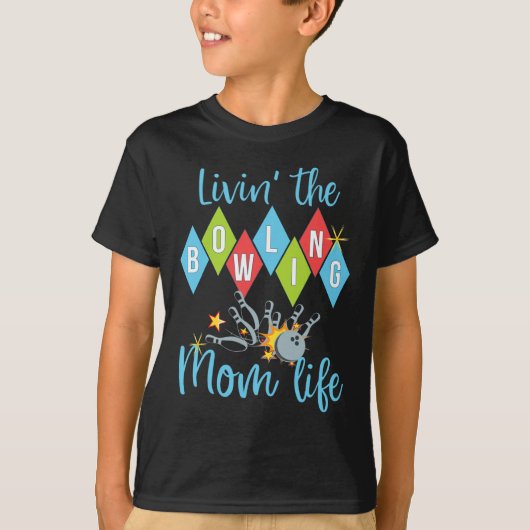 レトロ ボウリング ママ ボウラー クイーン D Tシャツ (正面)