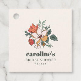 レトロ ボヘミアンフラワー ナウ ヴィンテージ ブライダルシャワー カスタム フェイバータグ