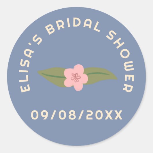 レトロ ボホ ファン フローラル カスタム ブライダルシャワー ラウンドシール (正面)