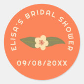 レトロ ボホ ファン フローラル カスタム ブライダル シャワー ラウンドシール (正面)