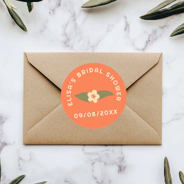 レトロ ボホ ファン フローラル カスタム ブライダル シャワー ラウンドシール