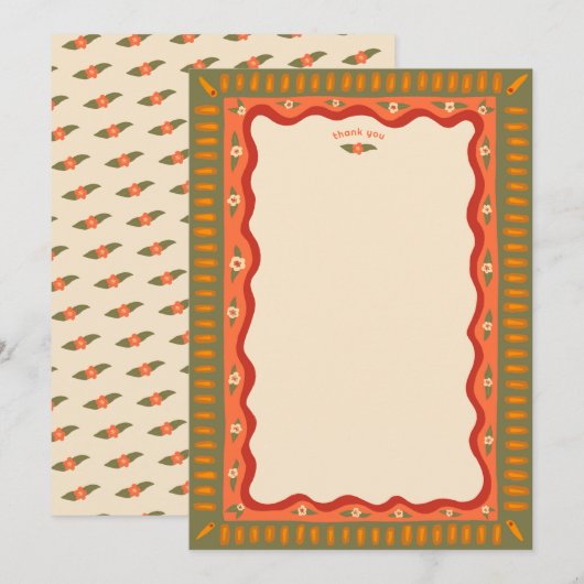 レトロ ボホ ファン 手作り オーダーメイド ブライズシャワー サンキューカード (正面/裏面)