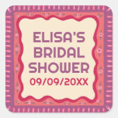 レトロ ボホ ファン 手作り オーダーメイド ブライズシャワー スクエアシール (正面)