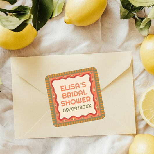 レトロ ボホ ファン 手作り オーダーメイド ブライズシャワー スクエアシール