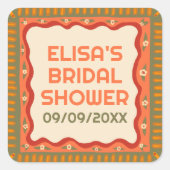 レトロ ボホ ファン 手作り オーダーメイド ブライズシャワー スクエアシール (正面)