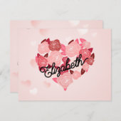 レトロ ボホ フラワール わたしが好きな名前のカリグラフィーテキスト シーズンカード (正面/裏面)