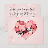 レトロ ボホ フラワール ハート ネーム カリグラフィー テキスト シーズンカード (正面/裏面)