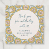 レトロ ボホ フラワー イエロー カスタム シャワー サンクス フェイバータグ (正面)