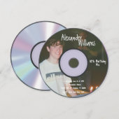 レトロ・ボーイズ・ミュージックCDバースディ招待状 招待状 (正面/裏面)
