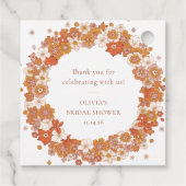 レトロ ボーホー オレンジ フラワーブライダルシャワー サンクス フェイバータグ (裏面)