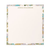 レトロ ボーホー ティール ブラウン フラワー キュート ベイビー シャワー ノートパッド (正面)