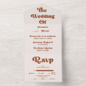 レトロ ボーホー テラコッタ オレンジ色のウェディング オールインワン オールインワン招待状 (内側)