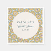 レトロ ボーホー フラワー イエロー オーダーメイド ブライズシャワー スタンダードカクテルナプキン (正面)