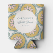 レトロ ボーホー フラワー イエロー オーダーメイド ブライズシャワー 缶クーラー (正面)