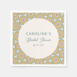 レトロ ボーホー フラワー イエロー カスタム ブライダル シャワー スタンダードカクテルナプキン