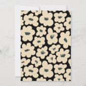 レトロ ボーホー ブラック ホワイト フラワーブライダルシャワー 招待状 (裏面)