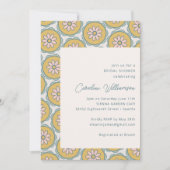 レトロ ボーホー マンダラ フラワー イエロー ブライダル シャワー 招待状 (正面)