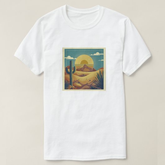 レトロ ボーホー ヴィンテージスタイル 砂漠 イラスト Tシャツ (デザイン正面)