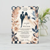 レトロ ボーホ スタジオ クリエイティブ イラスト ウェディング 招待状 (スタンド正面)