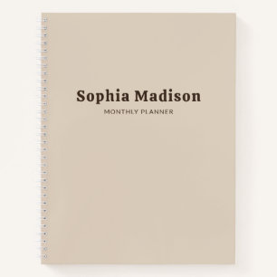 レトロ ボールド シンプル ベージュ ブラウン ノートブック