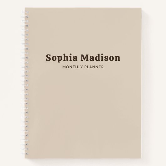 レトロ ボールド シンプル ベージュ ブラウン ノートブック (正面)