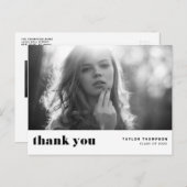 レトロ ボールド タイポグラフィー ブラック 卒業 ありがとうございます ポストカード (正面/裏面)