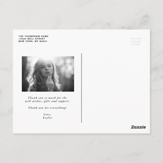 レトロ ボールド タイポグラフィー ブラック 卒業 ありがとうございます ポストカード (裏面)