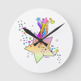 レトロ ポップアート スター ラウンド壁時計