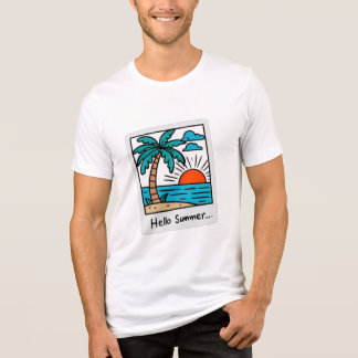 レトロ ポラロイド こんにちは サマー トロピカル ビーチ 日没 トライブレンドTシャツ