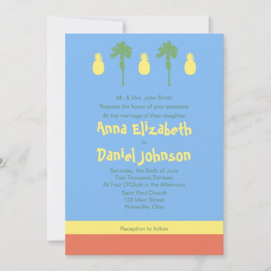 レトロ ポリネシア 招待状 (正面)