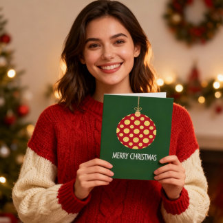 レトロ・ポルカドット クリスマスオーナメント ホリデーカード