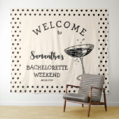 レトロ ポルカ バチェロレッテ パーティー 背景 コクテイル タペストリー (インサイチュ(横))