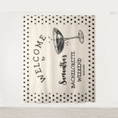 レトロ ポルカ バチェロレッテ パーティー 背景 コクテイル タペストリー (正面)