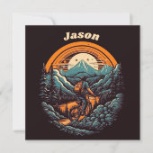 レトロ マウンテン アドベンチャー サイクリング ライフ、カスタム 招待状 (正面)