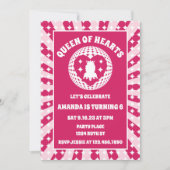 レトロ マゼンタ クイーン オブ ハーツ バースデー 招待状 (正面)