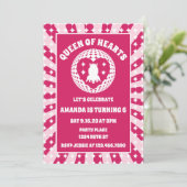 レトロ マゼンタ クイーン オブ ハーツ バースデー 招待状 (スタンド正面)