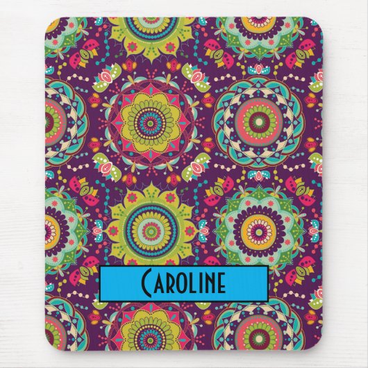 レトロ・マンダラ柄 マウスパッド (正面)