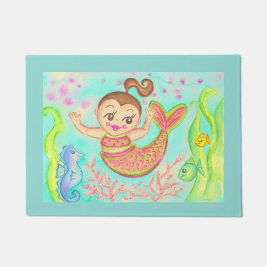 レトロ マーメイド ドアマット ラグ  (正面)